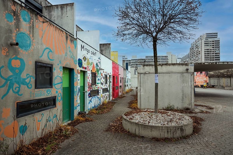 Murals in the former Olympic Village