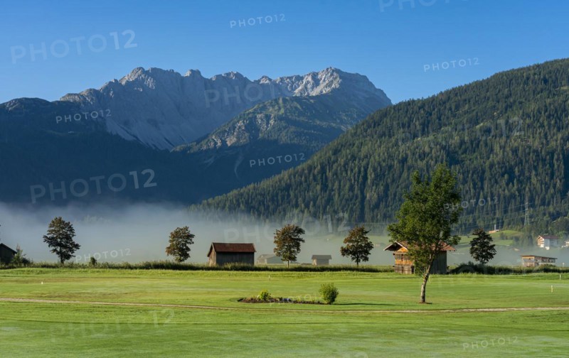 Morning fog on the Wetterstein mountains