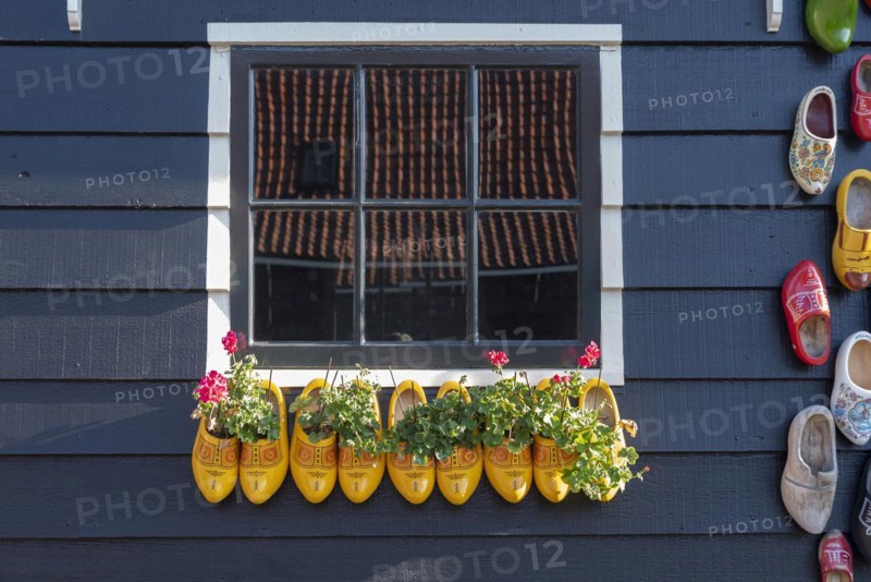 Facade with Dutch clogs in the Zaanse Schans open-air museum