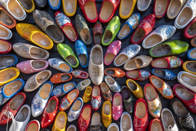 Detail with Dutch clogs in the Open Air Museum Zaanse Schans