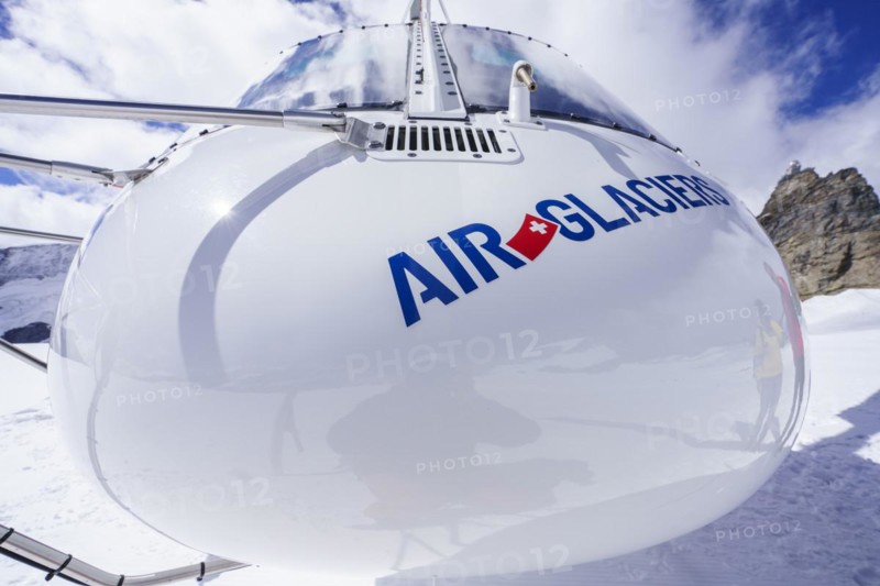 Front of a white helicopter