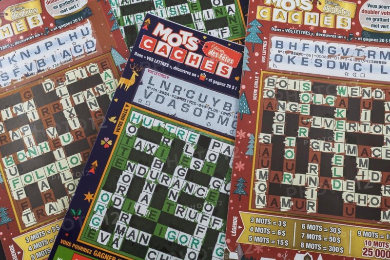 Scratched Loto Quebec Scratch and Win Crossword lottery tickets