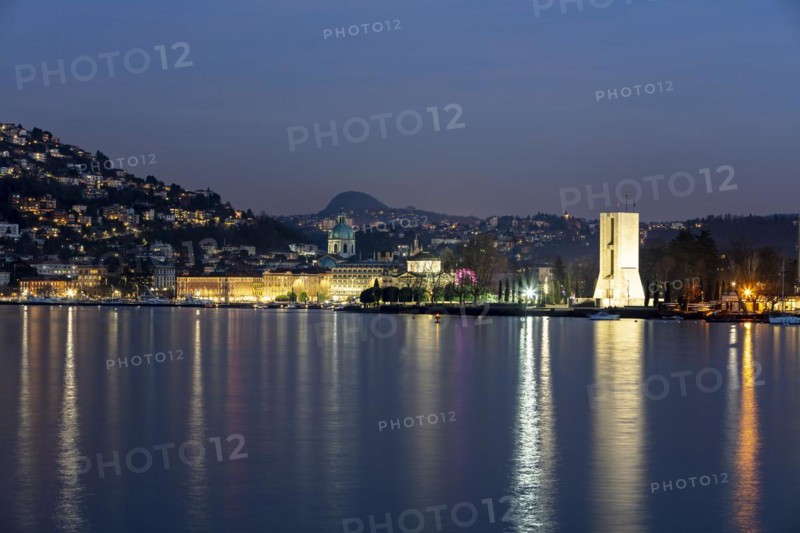 Lake basin with war memorial and cathedral