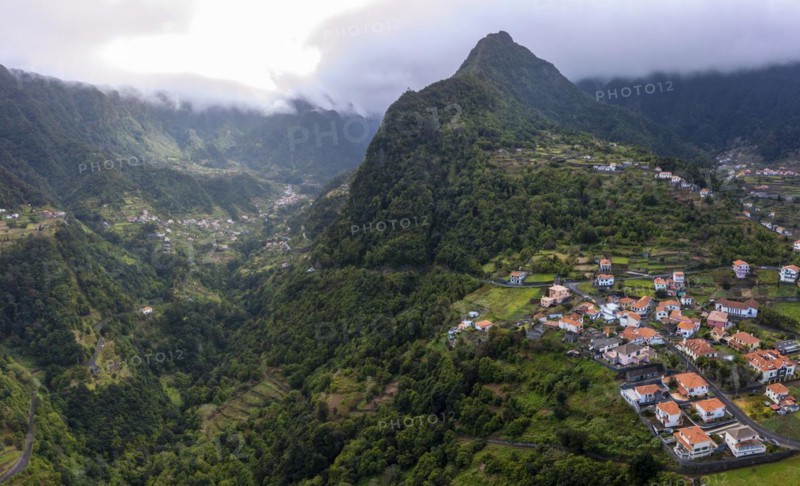 Houses and mountains