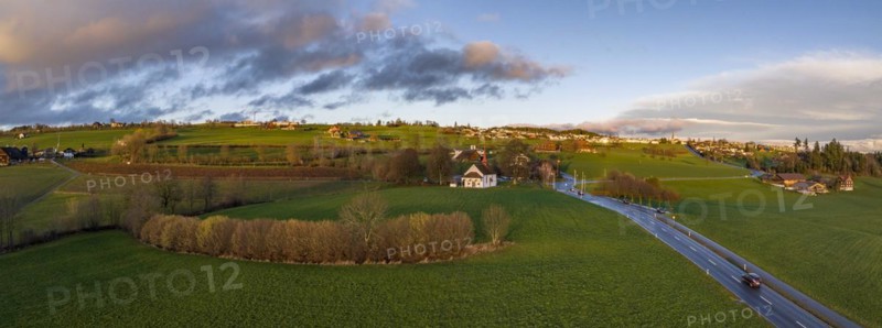 Panorama aerial view with battle chapel