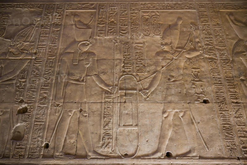Relief God Horus and the Pharaoh