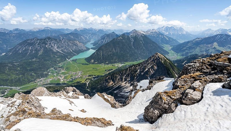 View from Thaneller of Plansee and eastern Lechtal Alps