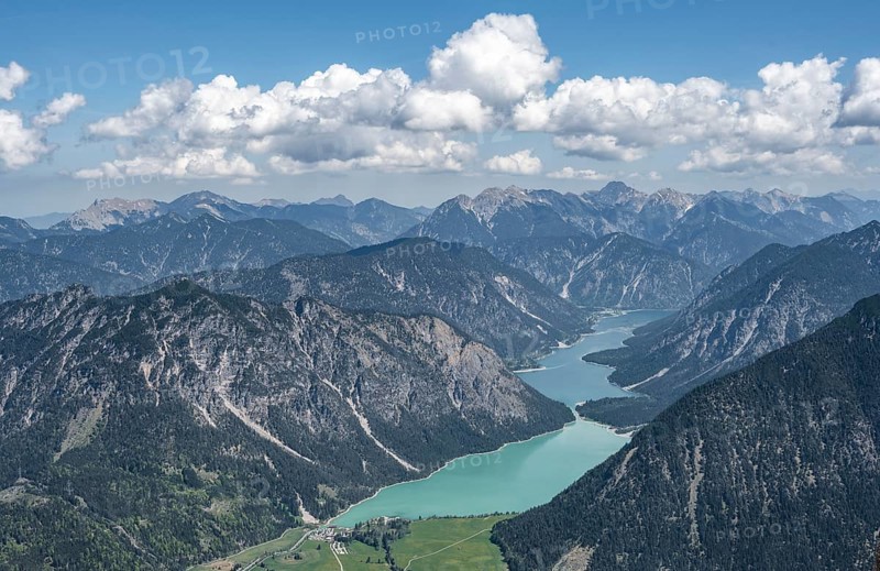 View from Thaneller of Plansee and eastern Lechtal Alps
