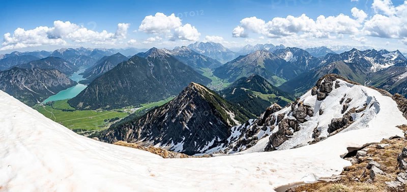 View from Thaneller of Plansee and eastern Lechtal Alps
