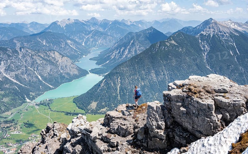 Hiker at a rock edge