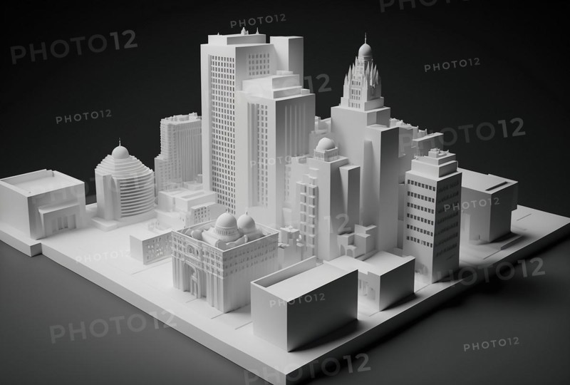 White three dimensional render of city downtown
