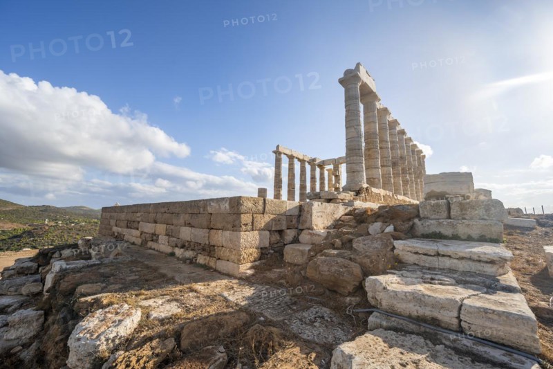 Ruin and columns of the ancient Temple of Poseidon