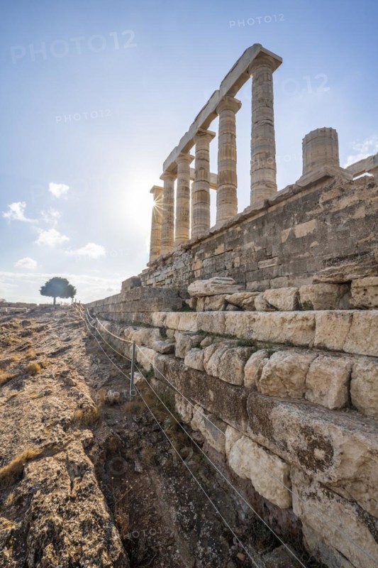 Ruin and columns of the ancient Temple of Poseidon