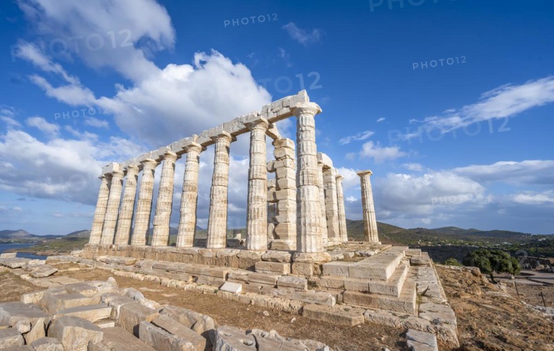 Ruin and columns of the ancient Temple of Poseidon