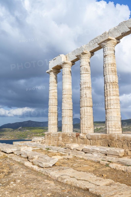 Ruin and columns of the ancient Temple of Poseidon