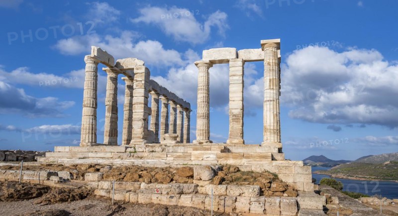 Ruin and columns of the ancient Temple of Poseidon