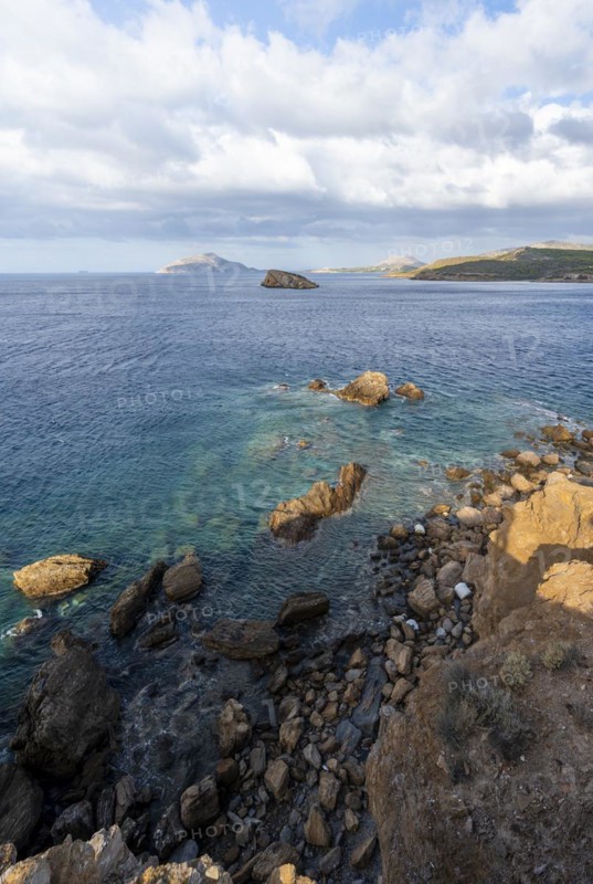 Marble columns lie in the sea