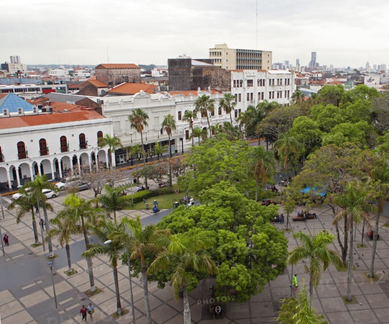 View from the cathedral to the Plaza 24 de Septiembre