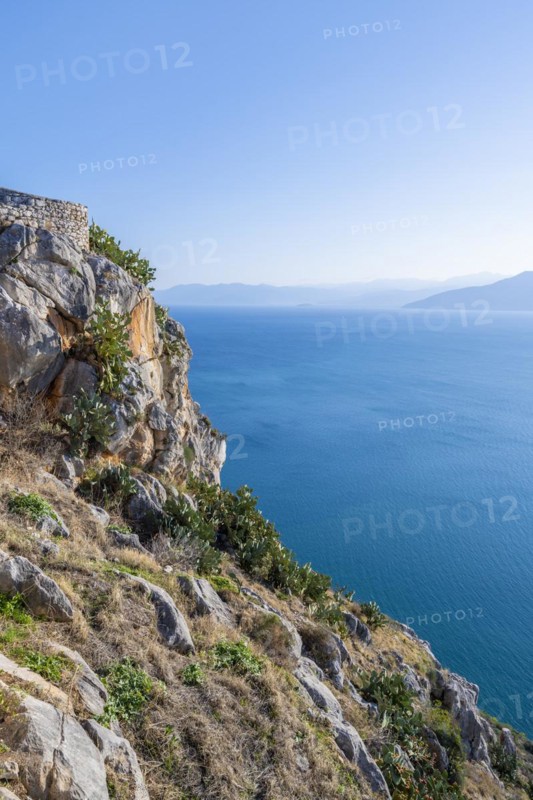 Steep cliff above the sea of Palamidi Fortress