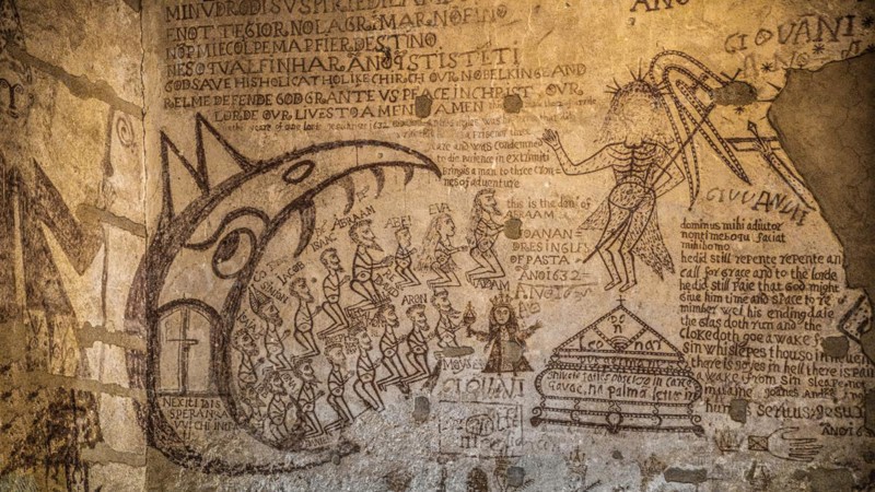 Cells with graffiti of the prisoners