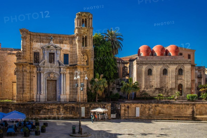 La Martorana next to San Catoldo with Arabic-Byzantine elements