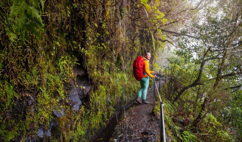 Hiker on a Levada