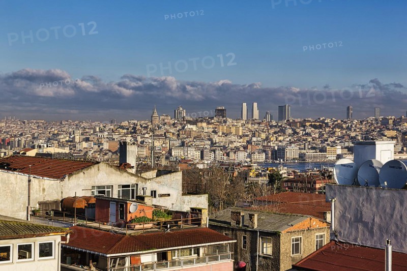Panoramic view over the roofs of the old town towards the Galata Tower and Karakoey