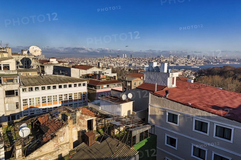 Panoramic view over the roofs of the old town towards the Galata Tower and Karakoey