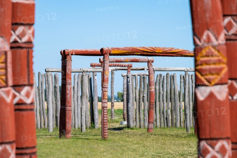 Carved wooden posts and palisades in the circular ditch Ringheiligtum Poemmelte