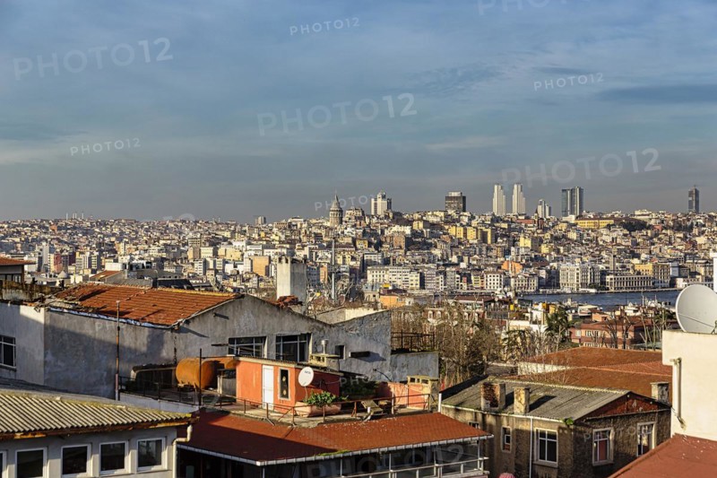 Panoramic view over the roofs of the old town towards the Galata Tower and Karakoey