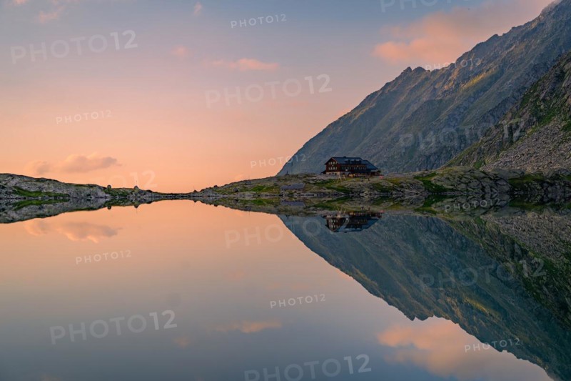 Sunset at the mountain lake