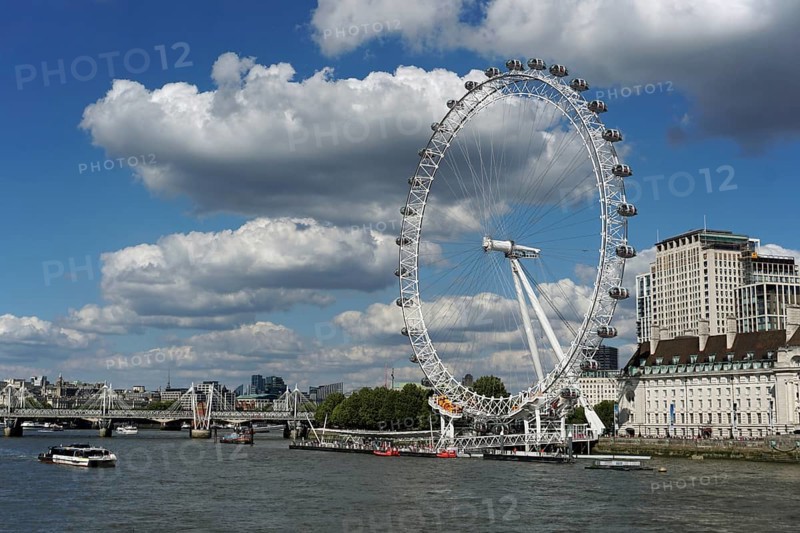 The London Eye Ferris Wheel on the banks of the Thames