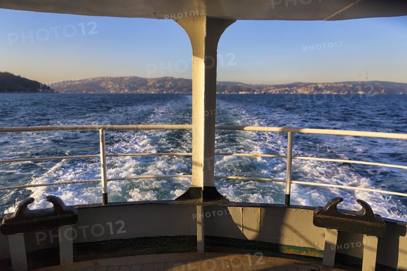 View from the stern of a ferry