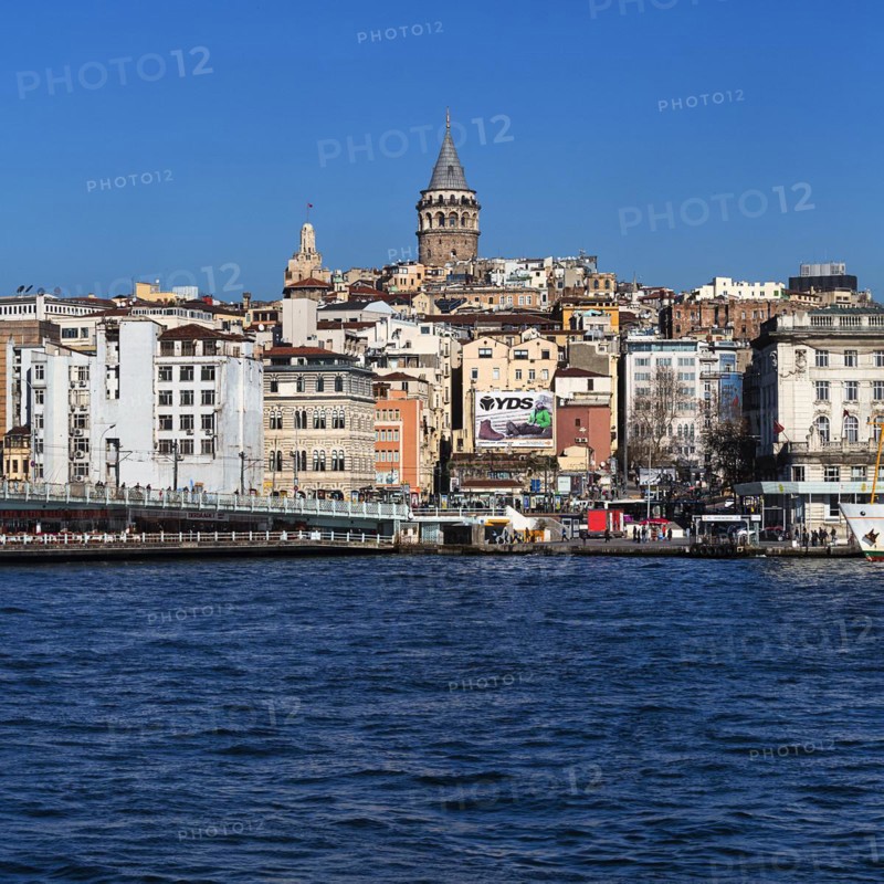 View across the Bosphorus to the Karakoey district with Galata Bridge and Galata Tower