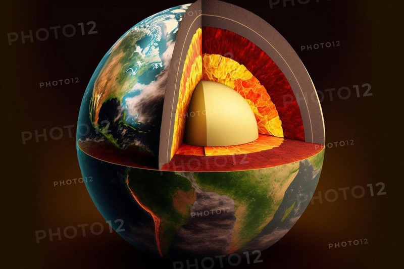 Layers of the planet earth and the core