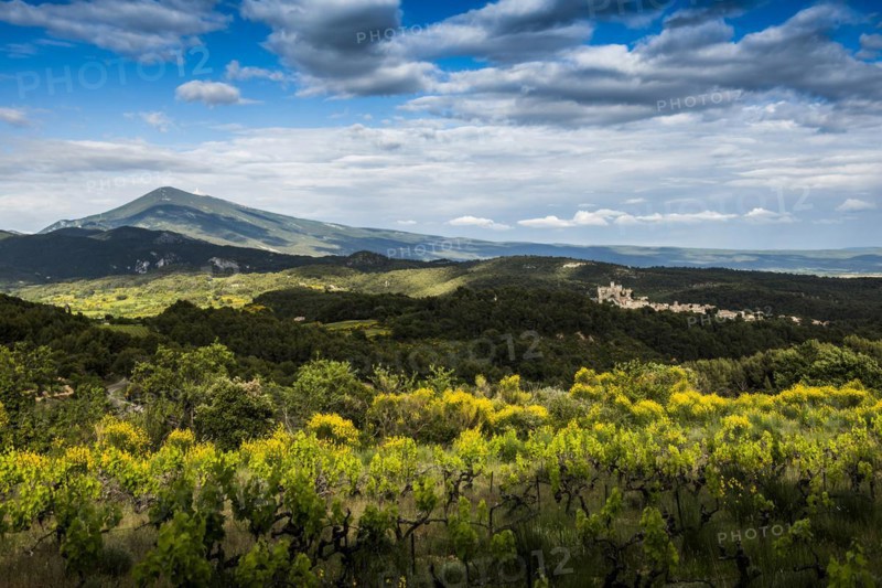 Medieval mountain village and Mont Ventoux