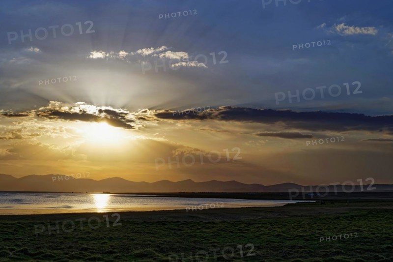 Sunset over Song Kol Lake