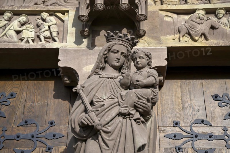 Detail of the facade of the neo-Gothic church of St Peter and Paul