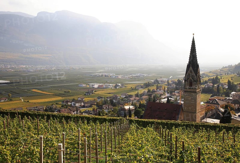 Parish Church of St. Quirikus and Julitta in Tramin with the highest brick church tower in Tyrol