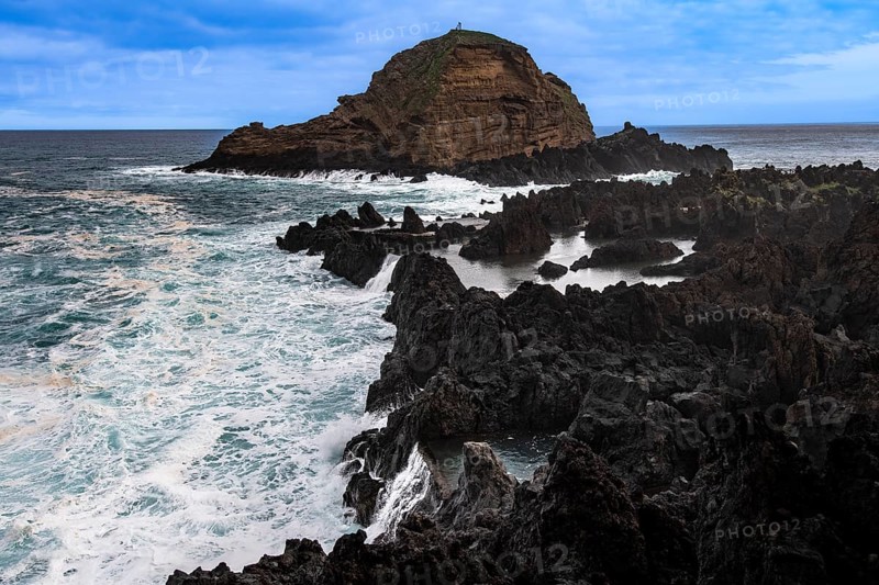Rocky coast in stormy weather