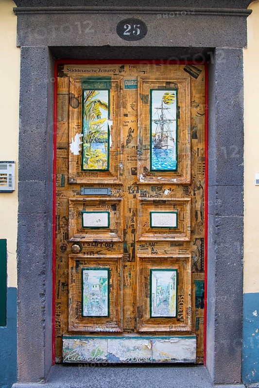 Colourfully painted door