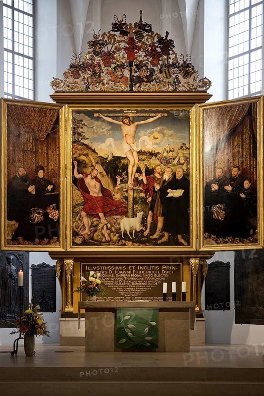Interior view with altarpiece by Cranach