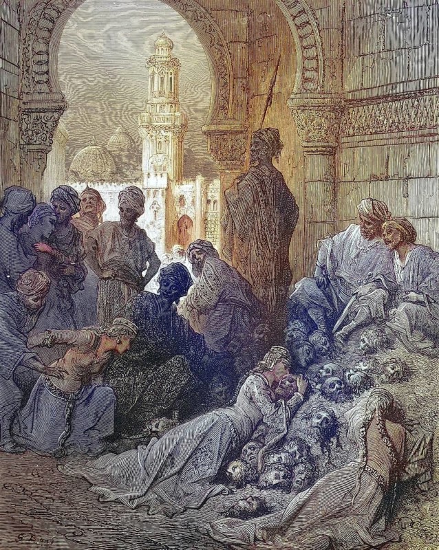 Cut off heads of prisoners by Sultan Bibar