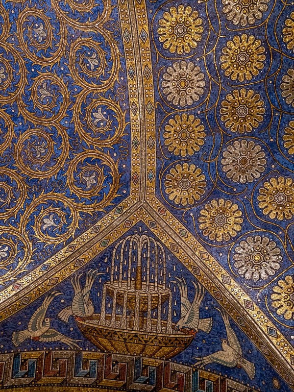 Detail of the mosaic wall in the UNESCO World Heritage Aachen Cathedral