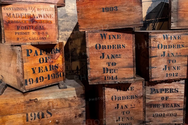 Historical boxes for Madeira Wine from Blandy's