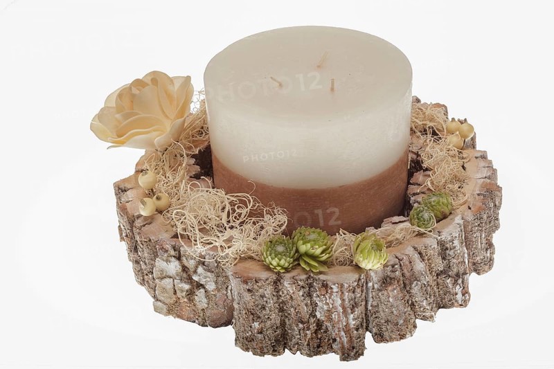 Candle Decoration with Tree Bark