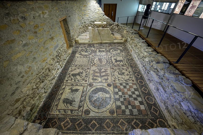 Donor mosaic of the governor Ursus in the cemetery church of Teurnia