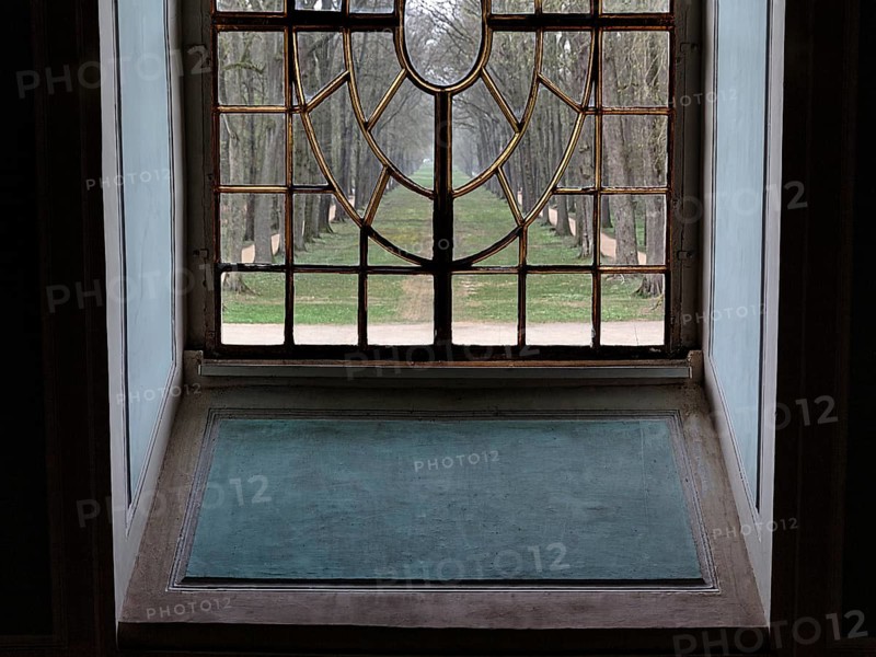 Window grille with view into the garden