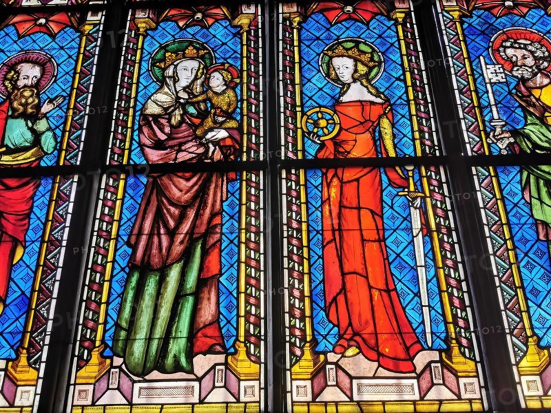 Stained glass window in nave