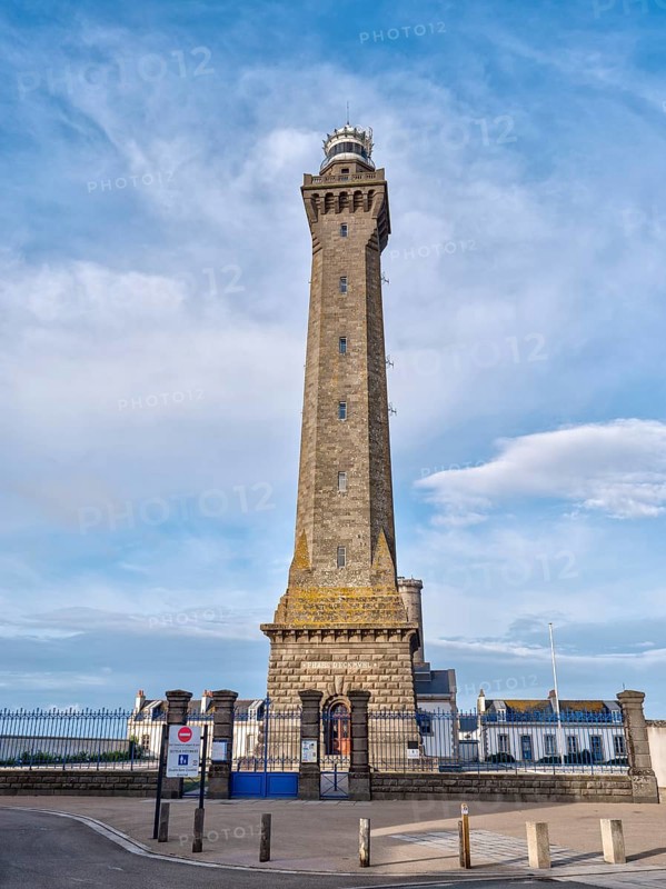 The historic lighthouse Phare dEckmuehl with the blue sky in the background